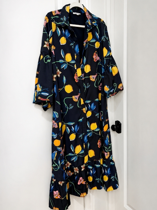 Yakira Bella Dresses & Skirts - Black Lemon-Print Maxi Dress with Ruffle Hem